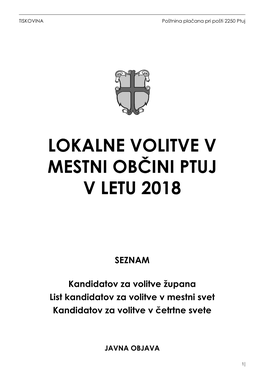 Lokalne Volitve V Mestni Občini Ptuj V Letu 2018