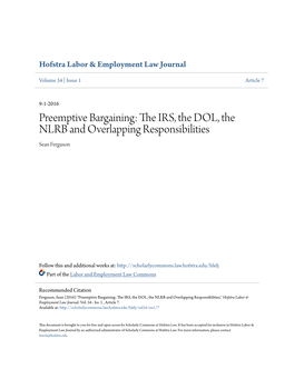 The IRS, the DOL, the NLRB and Overlapping Responsibilities Sean Ferguson