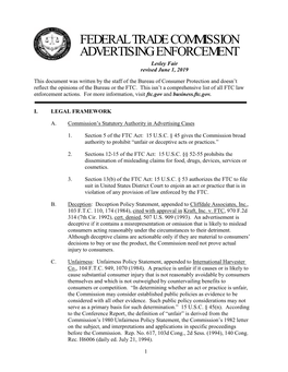 Federal Trade Commission Advertising Enforcement