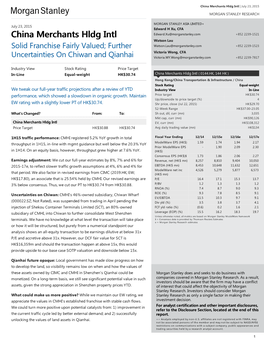 China Merchants Hldg Intl: Solid Franchise Fairly Valued; Further