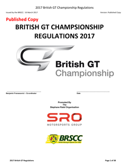 British Gt Champsionship Regulations 2017