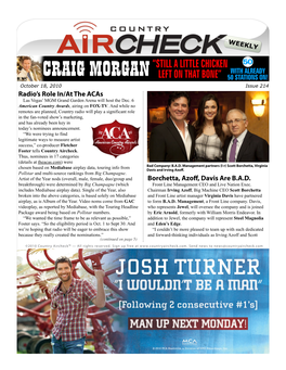 Issue 214 Radio’S Role In/At the Acas Las Vegas’ MGM Grand Garden Arena Will Host the Dec