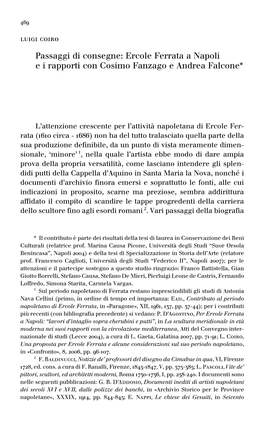 Ercole Ferrata a Napoli Ei Rapporti Con Cosimo Fanzago E Andrea Falcone
