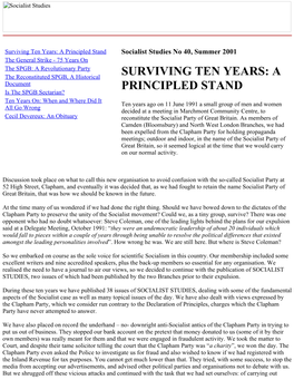 Surviving Ten Years: a Principled Stand