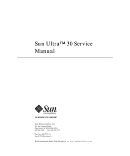Sun Ultra 30 Service Manual