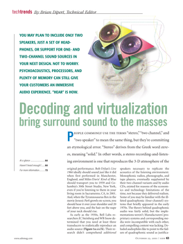 Techtrends Surround Sound Tion for Two-Channel-Only Audio (Refer- Other End of the Line, Within a Group