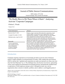 Analyzing Activists' Corporate Campaigns Journal of Public