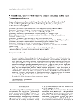 A Report on 53 Unrecorded Bacteria Species in Korea in the Class Gammaproteobacteria