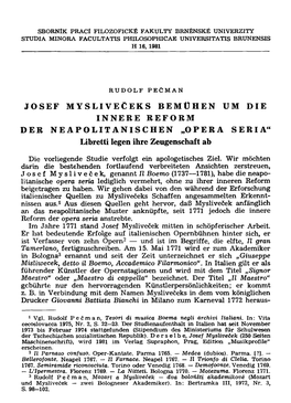 JOSEF MYSLIVECEKS BEMÜHEN UM DIE INNERE REFORM DER NEAPOLITANISCHEN „OPERA SERIA" Libretti Legen Ihre Zeugenschaft Ab