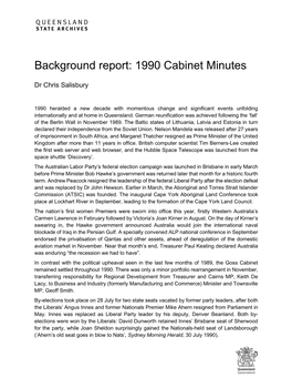 Background Report: 1990 Cabinet Minutes