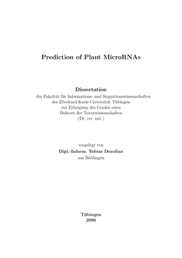 Prediction of Plant Micrornas