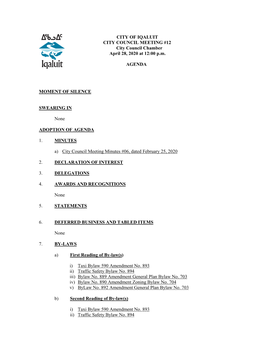 CITY of IQALUIT CITY COUNCIL MEETING #12 City Council Chamber April 28, 2020 at 12:00 P.M