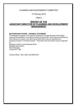 Report of the Assistant Director of Planning and Development Management