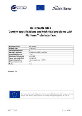 Deliverable D8.1 Current Specifications and Technical Problems with Platform Train Interface