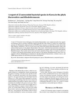 A Report of 22 Unrecorded Bacterial Species in Korea in the Phyla Bacteroidetes and Rhodothermaeota