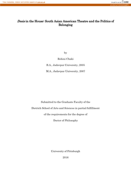 South Asian American Theatre and the Politics of Belonging