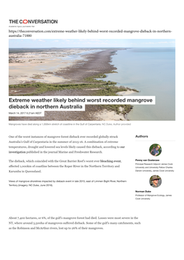 Extreme Weather Likely Behind Worst Recorded Mangrove Dieback in Northern Australia