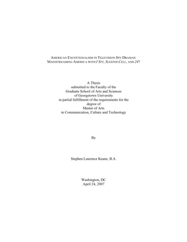 American Exceptionalism in Television Spy Dramas: Mainstreaming America with I Spy, Sleeper Cell, and 24?