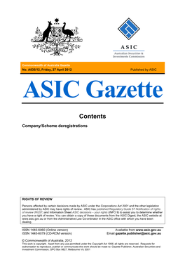 ASIC Gazette