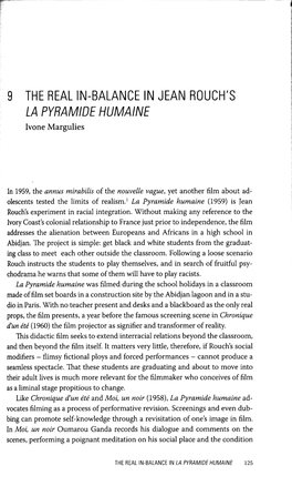 9 the REAL IN-BALANCE in JEAN ROUCH's LA PYRAMIDE HUMAINE Lvone Margulies