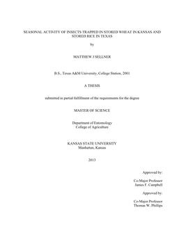 Seasonal Activity of Insects Trapped in Stored Wheat in Kansas and Stored Rice in Texas