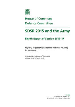 SDSR 2015 and the Army
