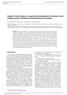 Impact of Key Factors on Expected Development of Onshore Wind Energy Sector in Poland and Development Scenarios