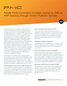 Penske Media Corporation Increases Revenue by 25% on AMP Inventory Through Amazon Publisher Services