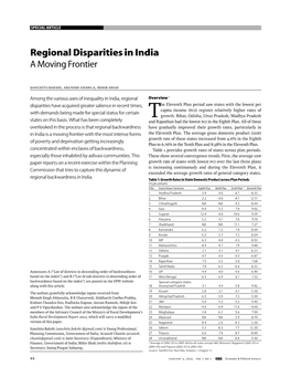 Regional Disparities in India a Moving Frontier