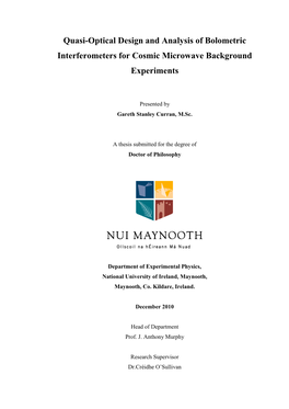 Quasi-Optical Design and Analysis of Bolometric Interferometers for Cosmic Microwave Background Experiments