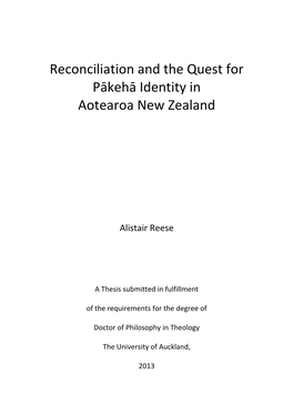 Reconciliation and the Quest for Pākehā Identity in Aotearoa New Zealand