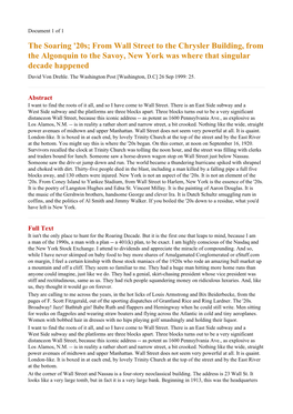 The Soaring '20S; from Wall Street to the Chrysler Building, from the Algonquin to the Savoy, New York Was Where That Singular Decade Happened David Von Drehle