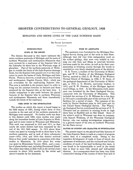 MORAINES and SHORE LINES of the LAKE SUPERIOR BASIN 3 .Reports by J