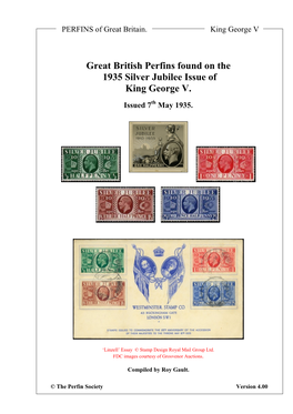 Great British Perfins Found on the 1935 Silver Jubilee Issue of King George V