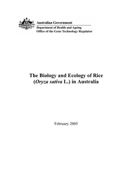 The Biology and Ecology of Rice (Oryza Sativa L.) in Australia