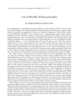 List of Sheriffs of Gloucestershire