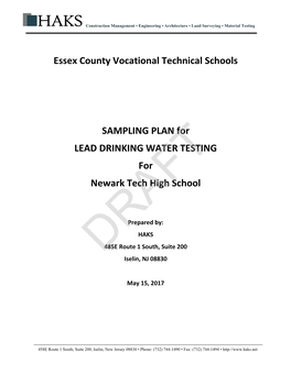 Essex County Vocational Technical Schools SAMPLING PLAN For
