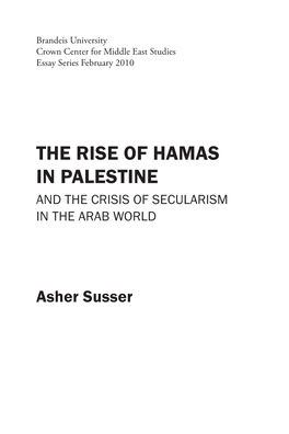 The Rise of Hamas in Palestine and the Crisis of Secularism in the Arab World