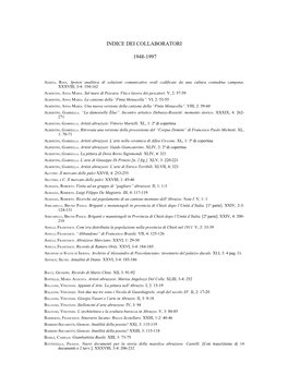 Indice Dei Collaboratori 1948-1997