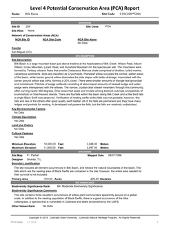 Level 4 Potential Conservation Area (PCA) Report Name Bilk Basin Site Code S.USCOHP*5086