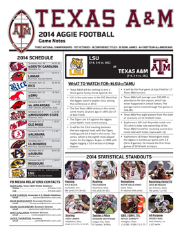 2014 AGGIE FOOTBALL Game Notes