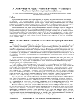 A Draft Primer on Focal Mechanism Solutions for Geologists