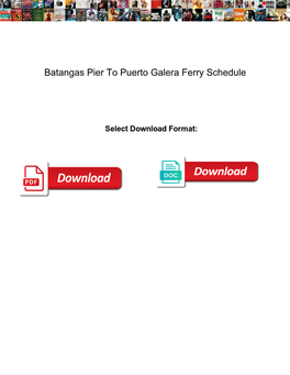 Batangas Pier to Puerto Galera Ferry Schedule