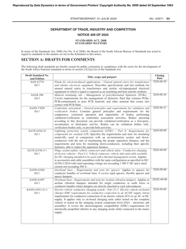 Section A: Drafts for Comments 43571 STANDARDS ACT, 2008 STANDARDS MATTERS