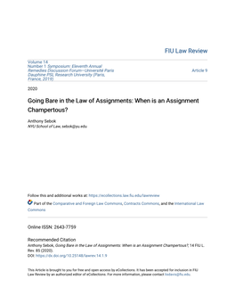 Going Bare in the Law of Assignments: When Is an Assignment Champertous?