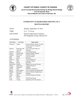 COUNTY of ESSEX / COUNTY of HUDSON Local Concept Development Study for Bridge Street Bridge Over the Passaic River City of Newark and Town of Harrison, NJ