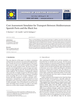 Cost Assessment Simulator for Transport Between Mediterranean Spanish Ports and the Black Sea