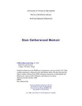 Stan Catherwood Memoir