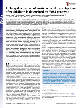 Prolonged Activation of Innate Antiviral Gene Signature After Childbirth Is Determined by IFNL3 Genotype