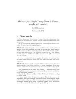 Math 443/543 Graph Theory Notes 5: Planar Graphs and Coloring